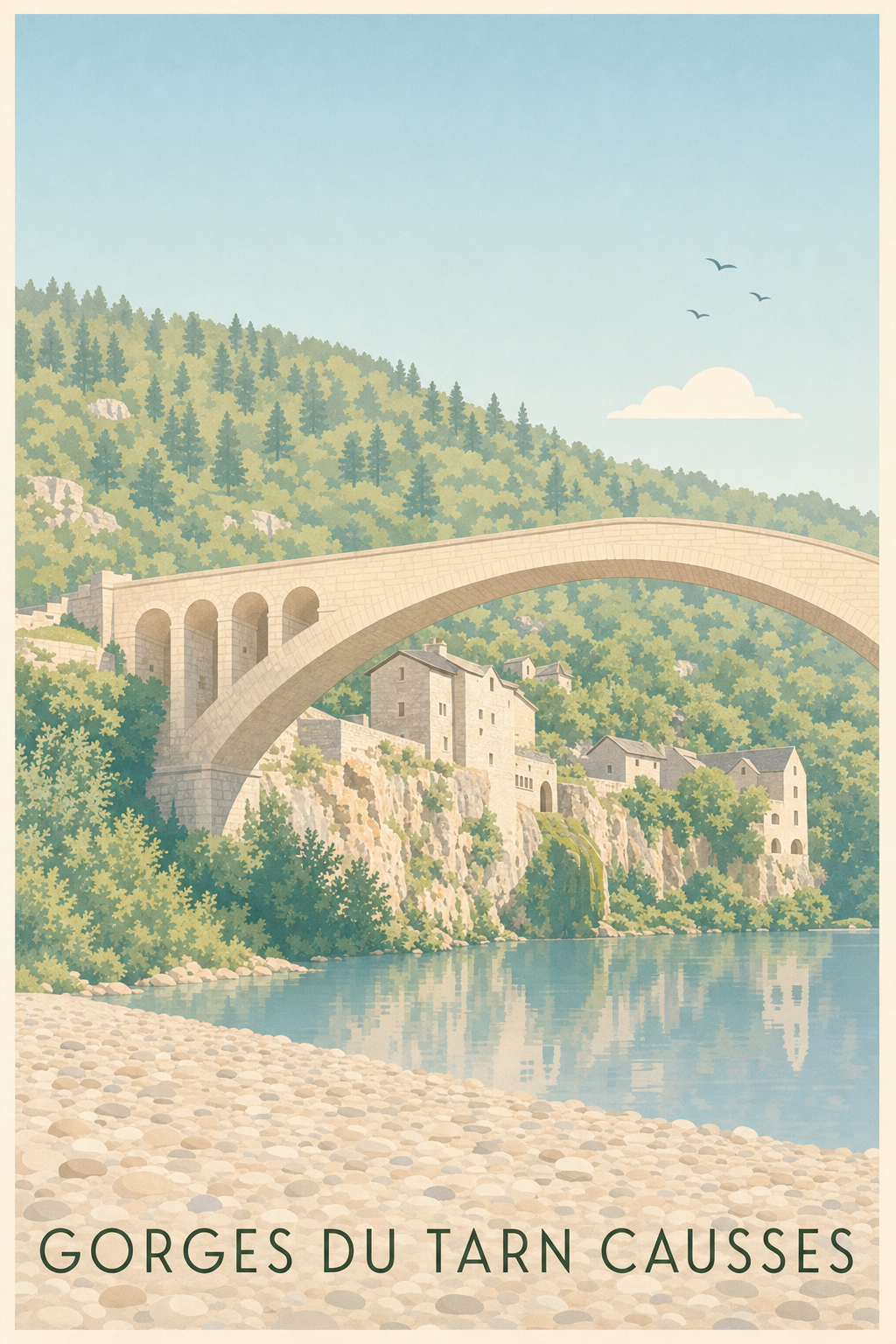 Affiche des Gorges du Tarn Causses, poster pont pierre