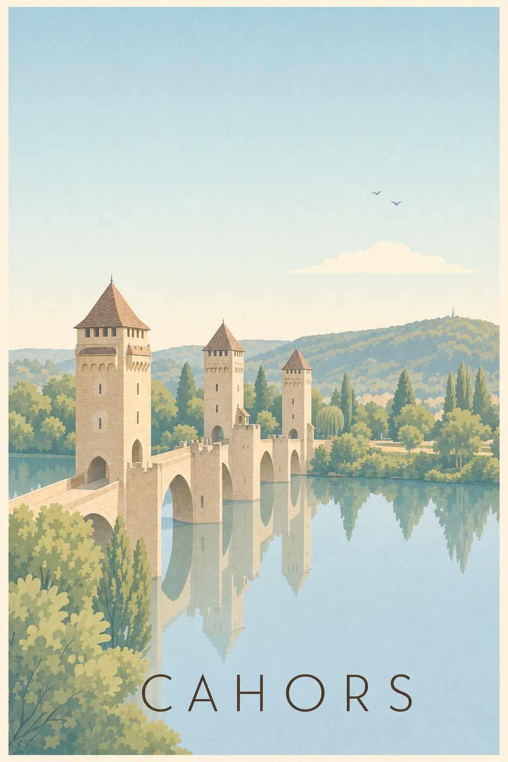 Affiche de Cahors, poster Pont Valentré