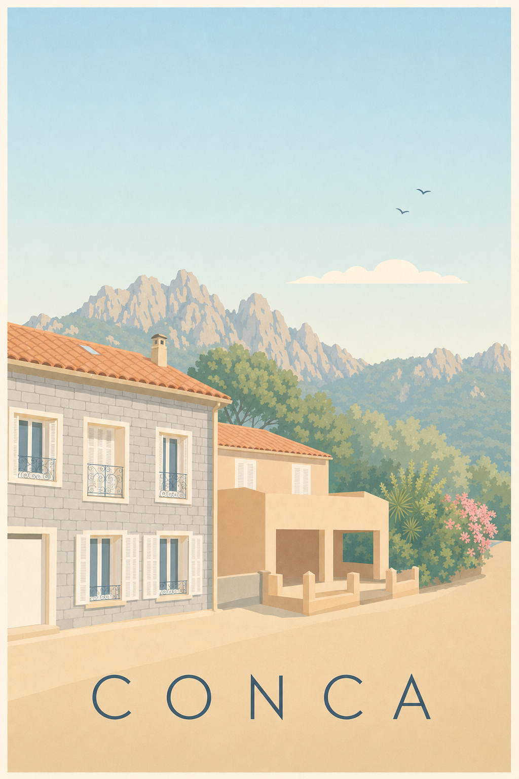 Affiche de Conca, poster village de Corse
