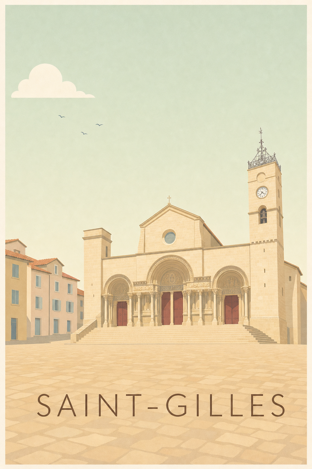 Affiche de Saint-Gilles, poster façade romane
