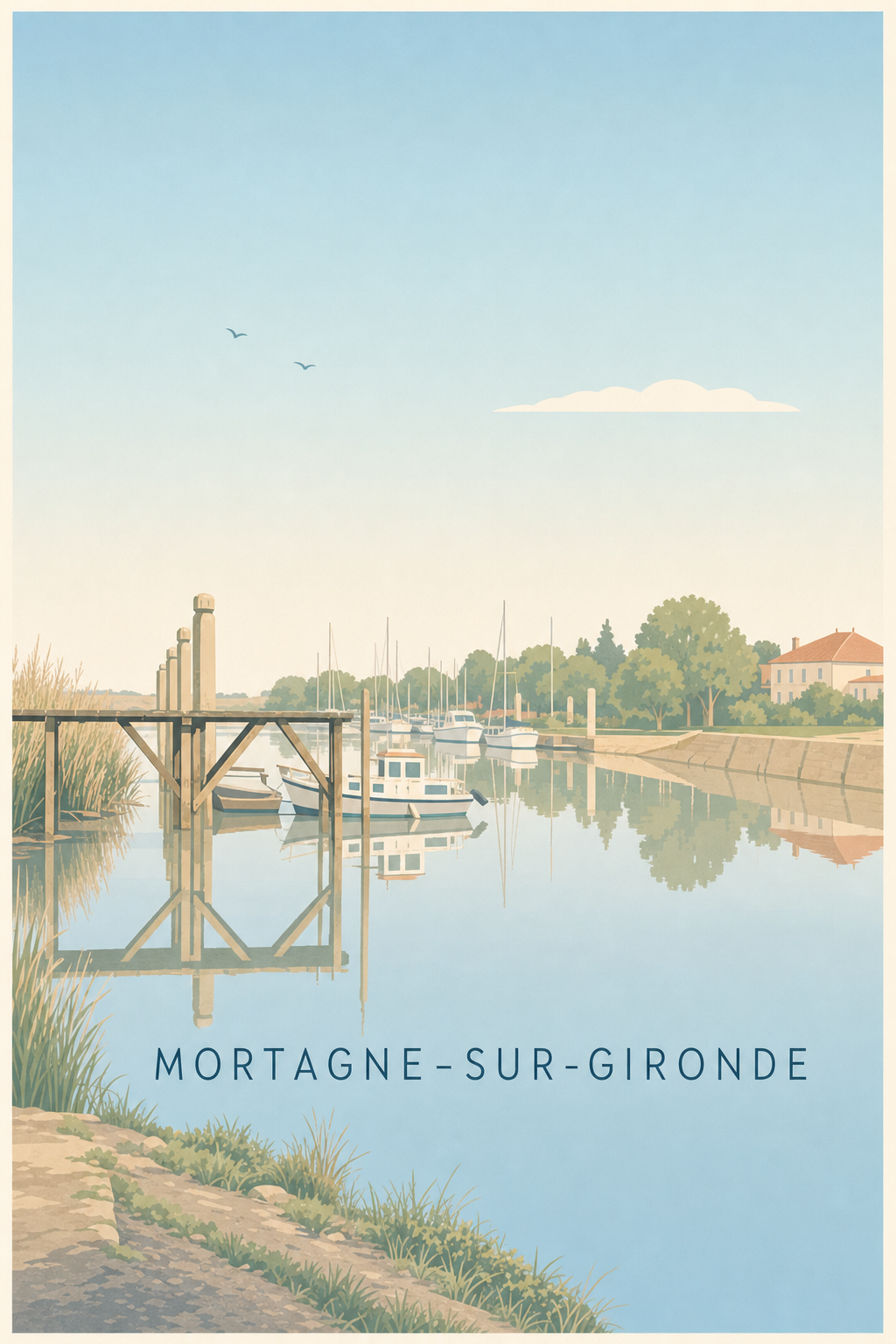 Affiche de Mortagne-sur-Gironde, poster port de plaisance