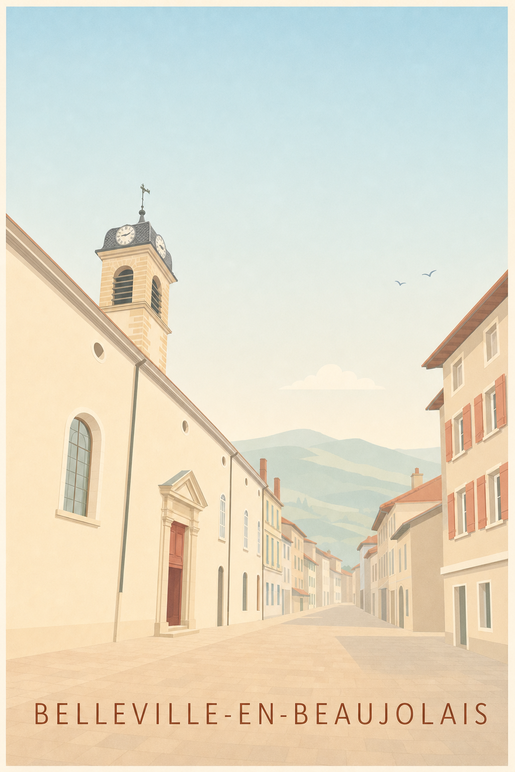 Affiche de Belleville-en-Beaujolais, poster clocher