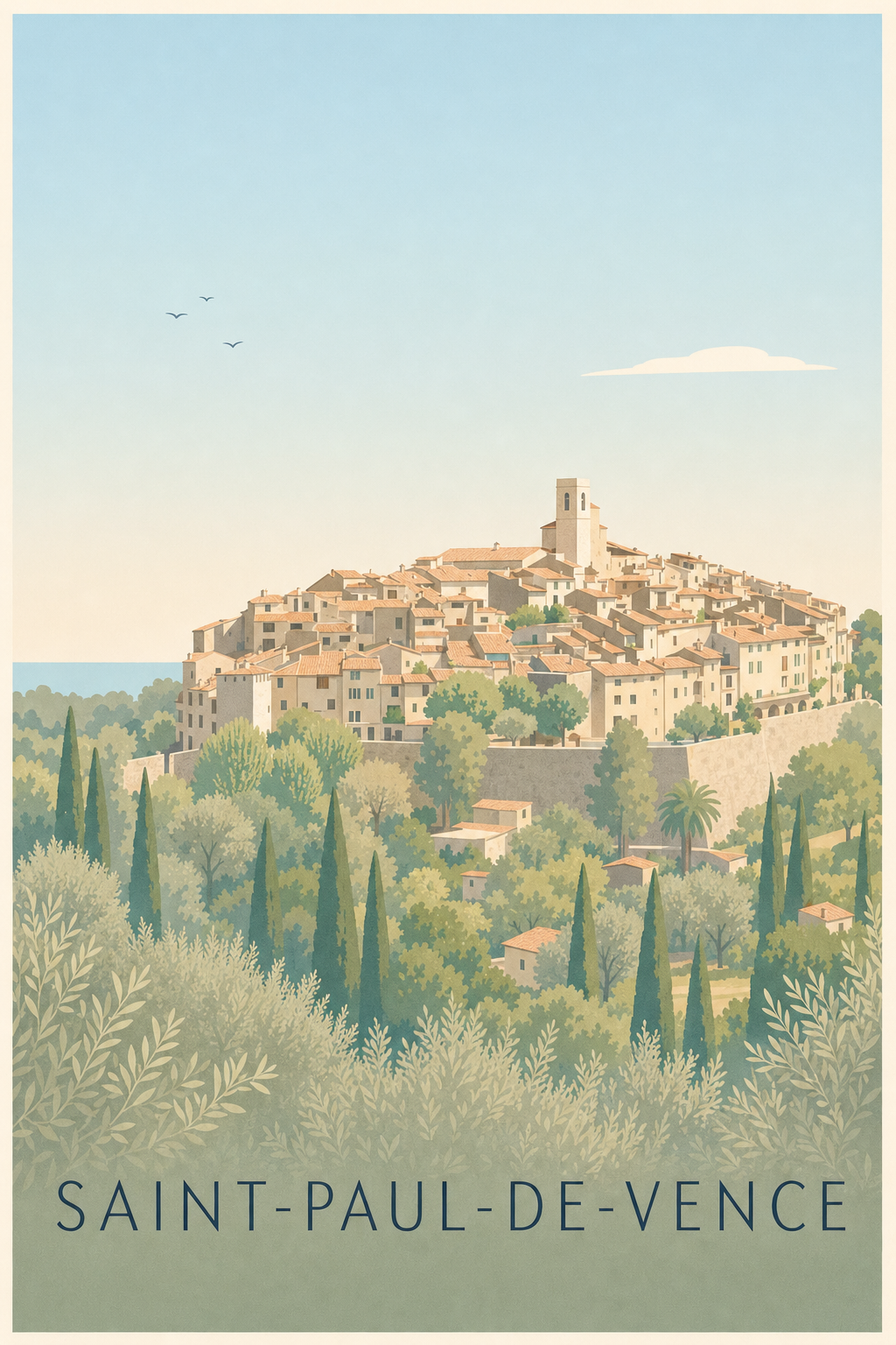 Poster de Saint-Paul-de-Vence, affiche village perché