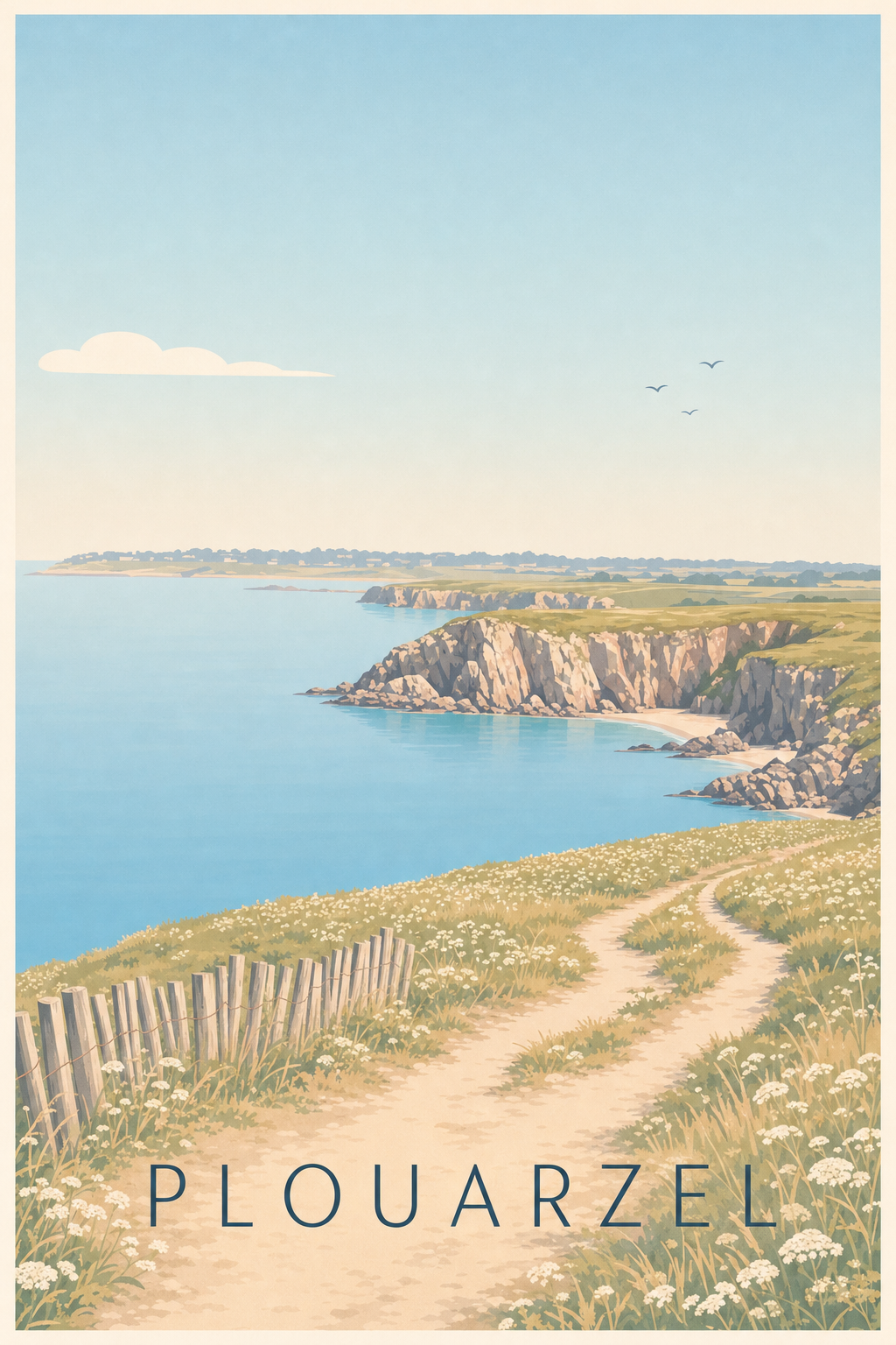 Affiche de Plouarzel, poster des falaises bretonnes