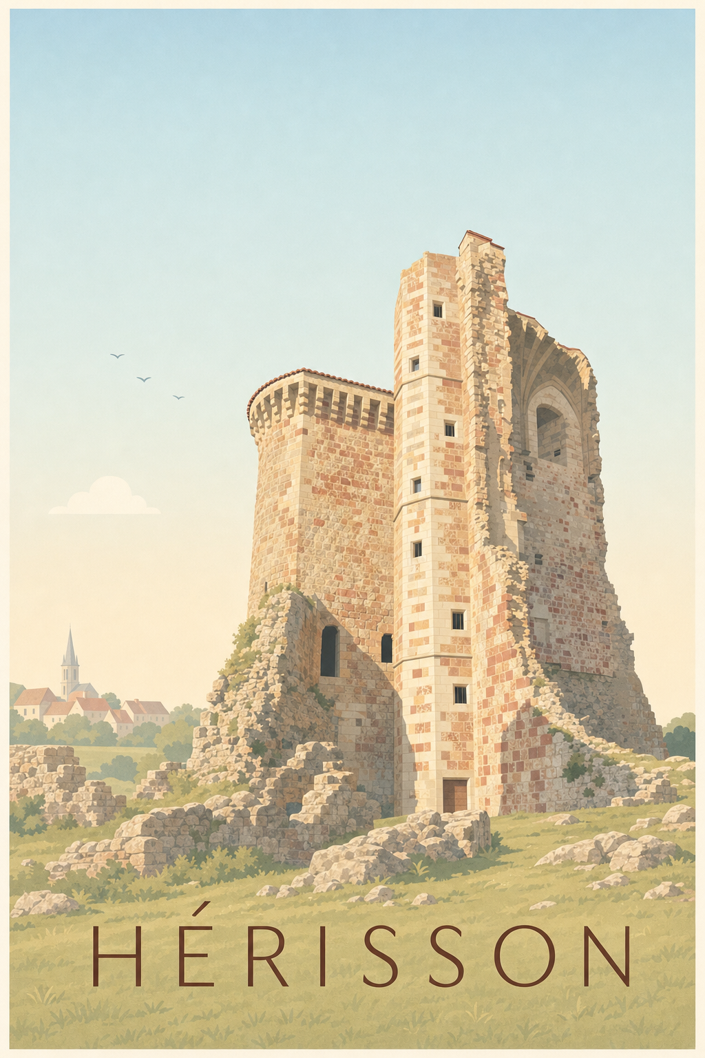 Poster d'Hérisson, affiche du château médiéval
