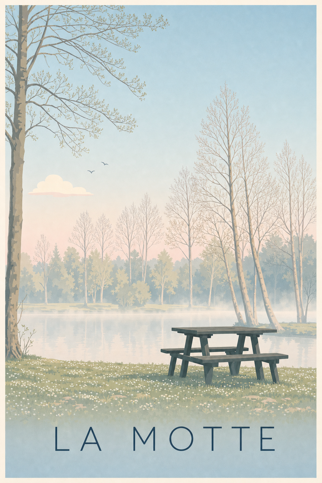 Affiche de La Motte, poster paysage lac et forêt