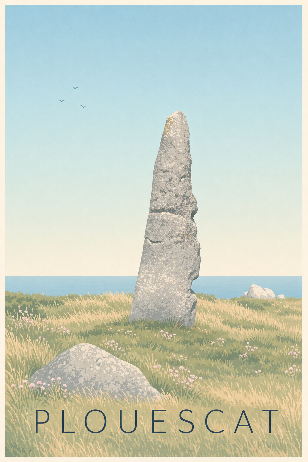 Affiche de Plouescat, poster du menhir de Cam Louis