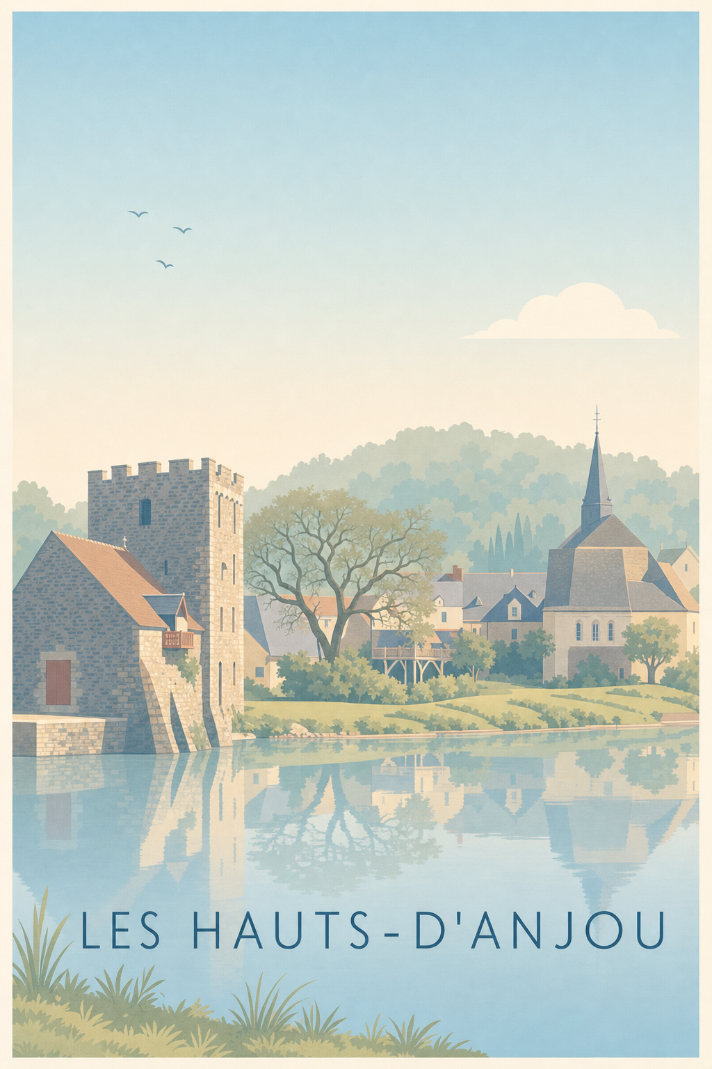 Affiche des Hauts-d'Anjou, poster village de France