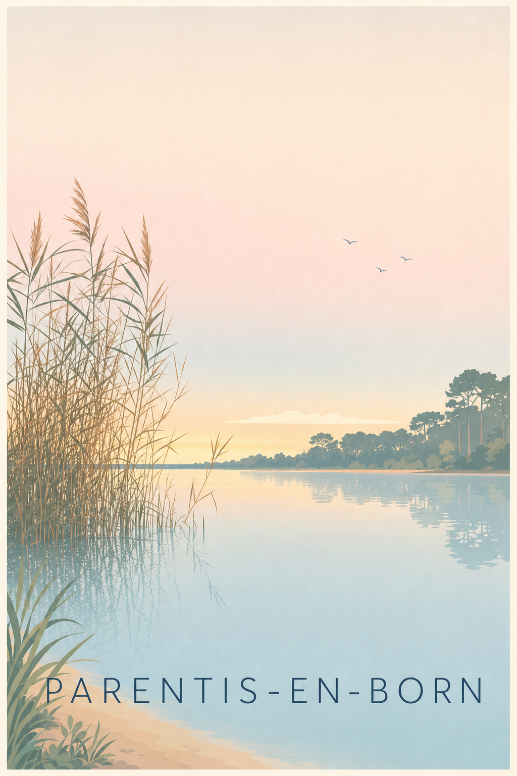 Affiche de Parentis-en-Born, poster du lac landais
