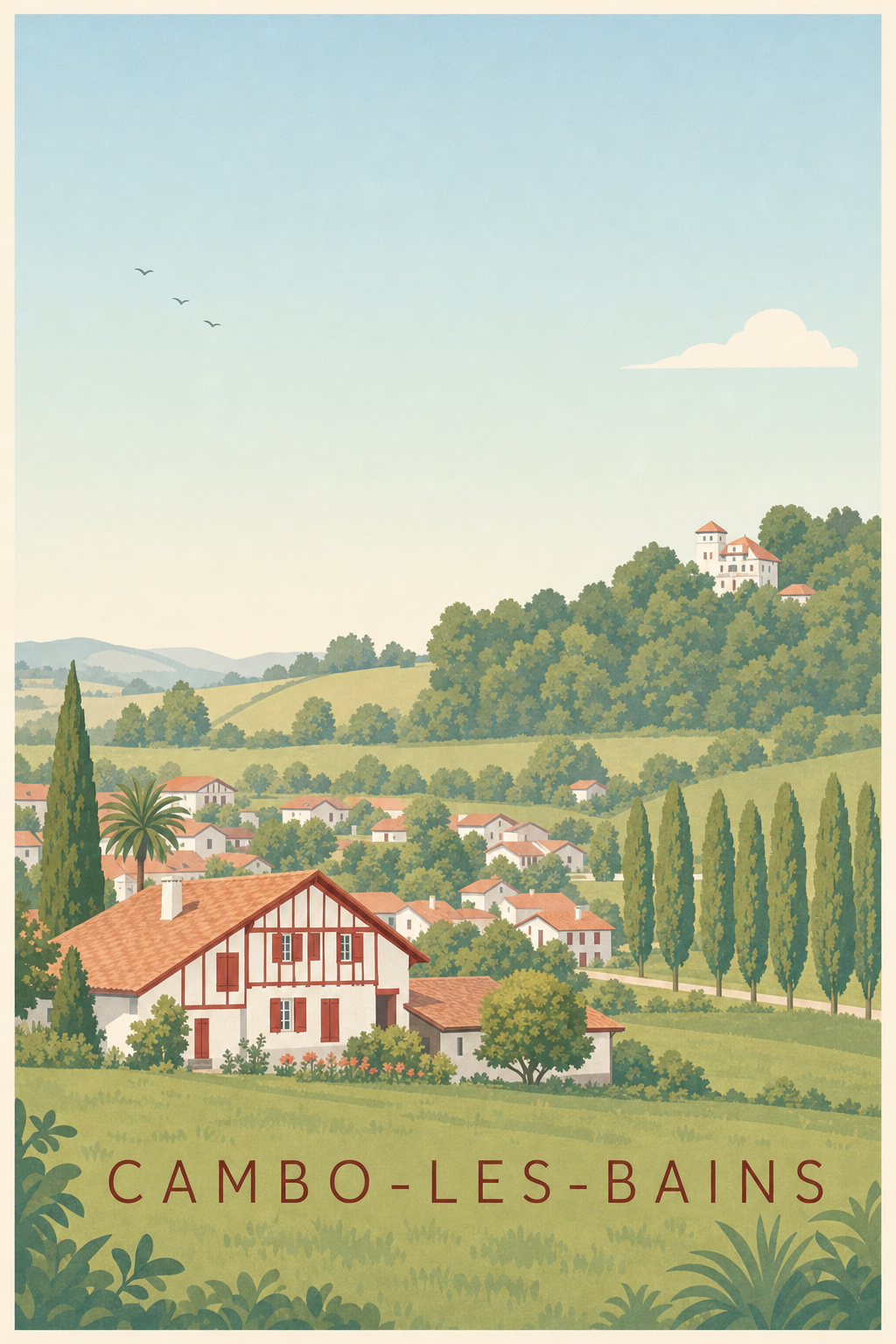 Affiche de Cambo-les-Bains, poster maison basque