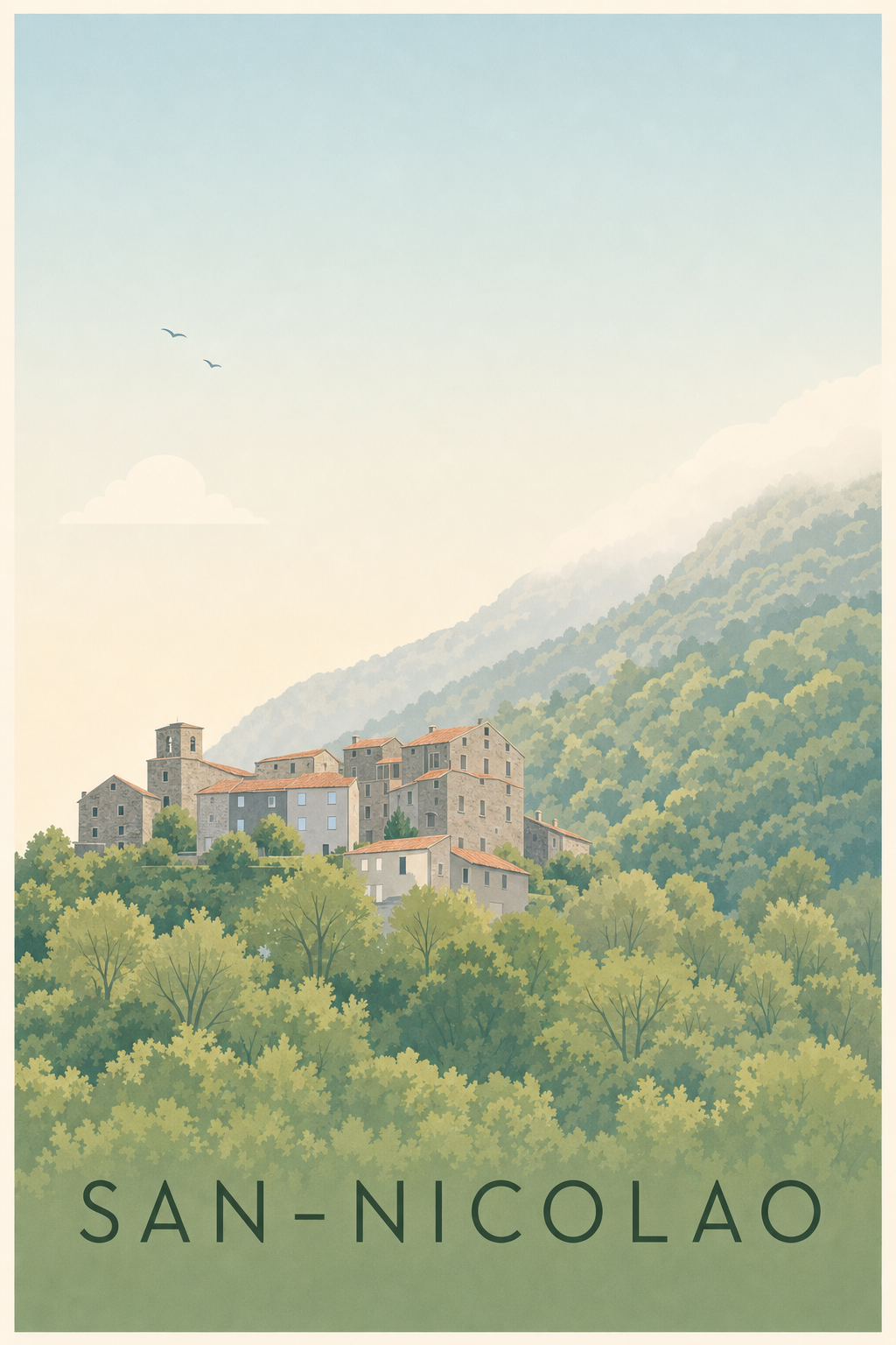 Affiche de San-Nicolao, poster village de Corse