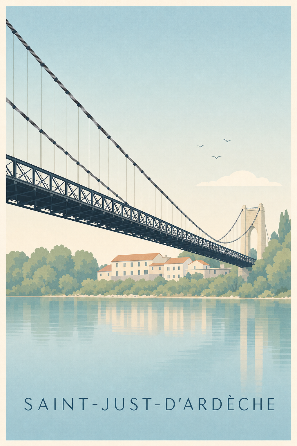 Affiche de Saint-Just-d'Ardèche, poster pont suspendu