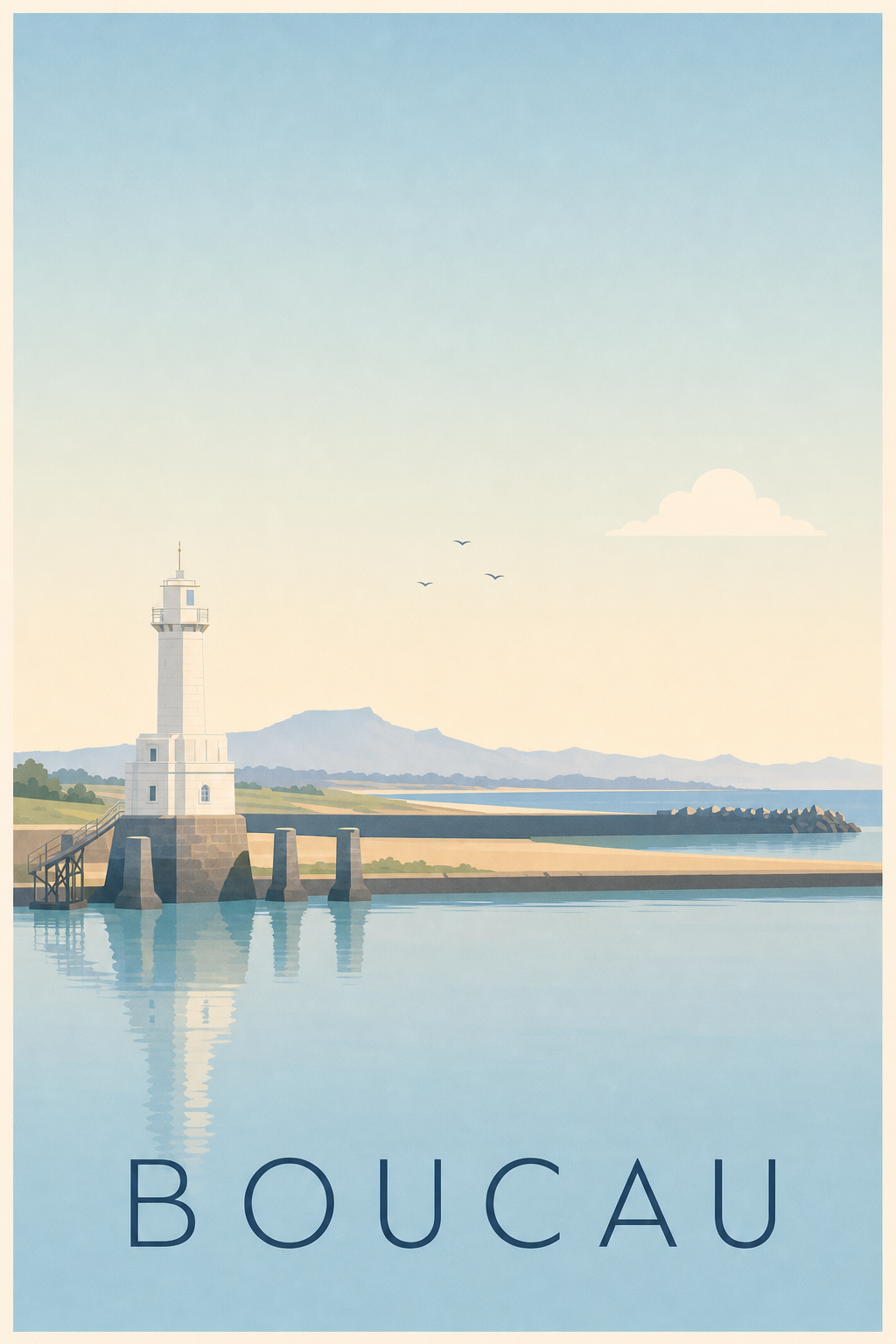 Affiche de Boucau, phare de la jetée