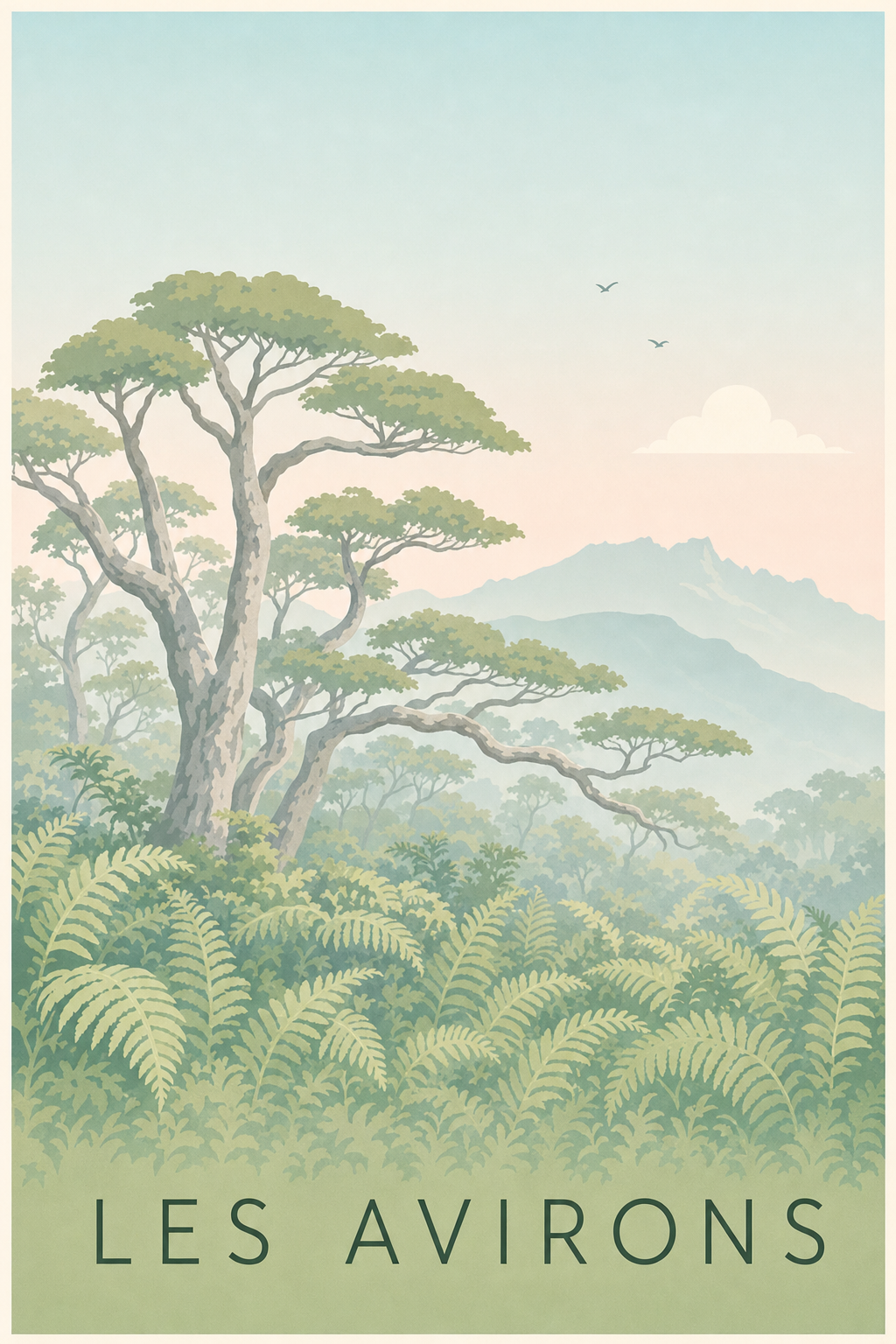 Affiche des Avirons, poster forêt de La Réunion