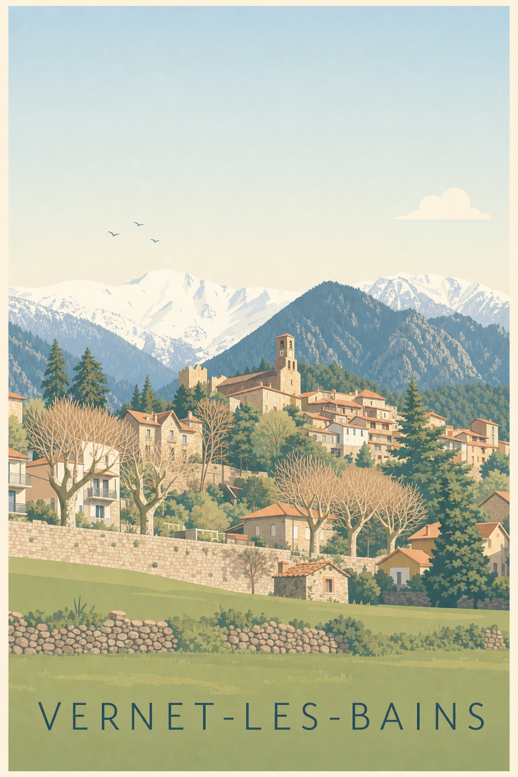 Affiche de Vernet-les-Bains, poster massif du Canigou