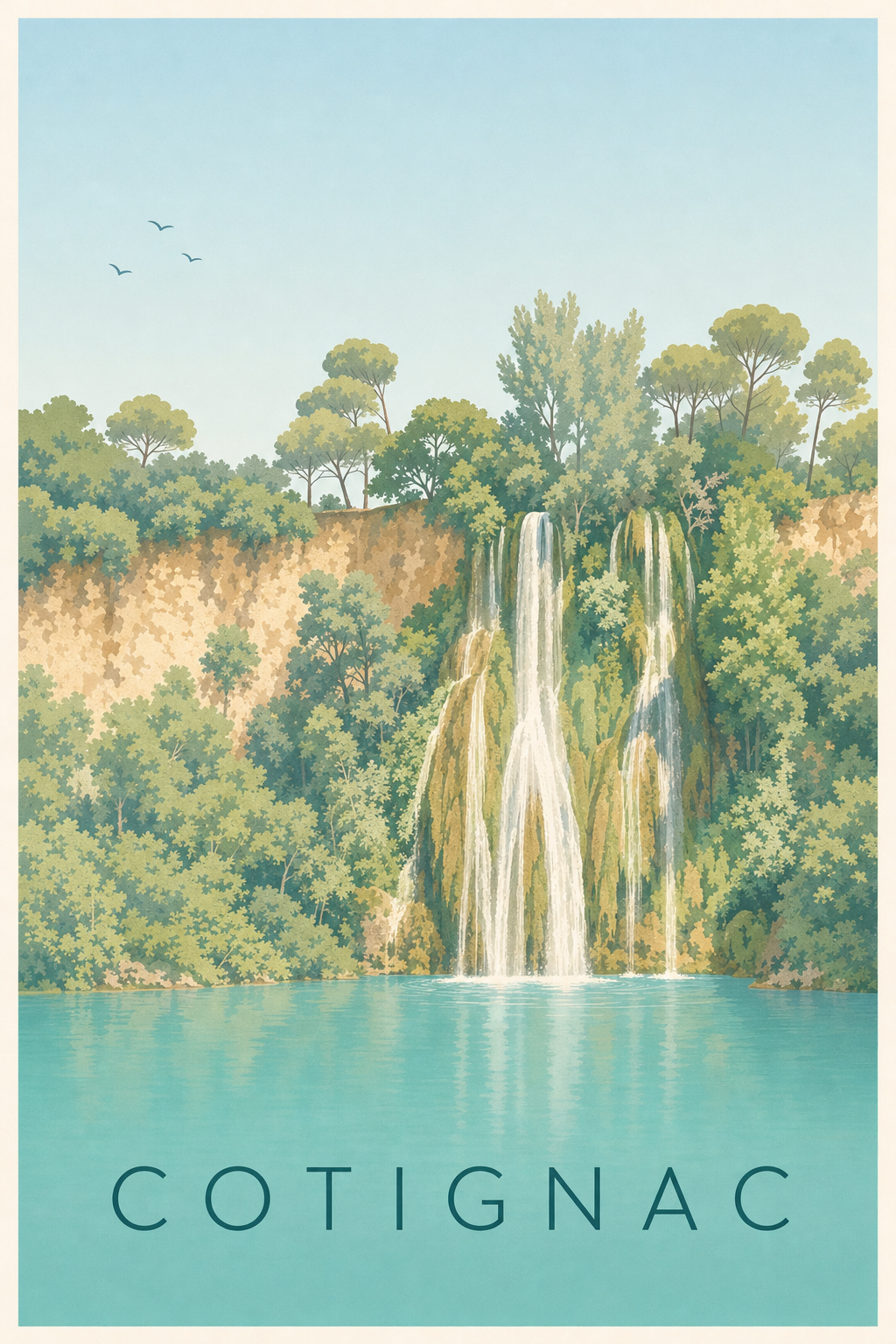 Affiche de Cotignac, poster cascade du Var