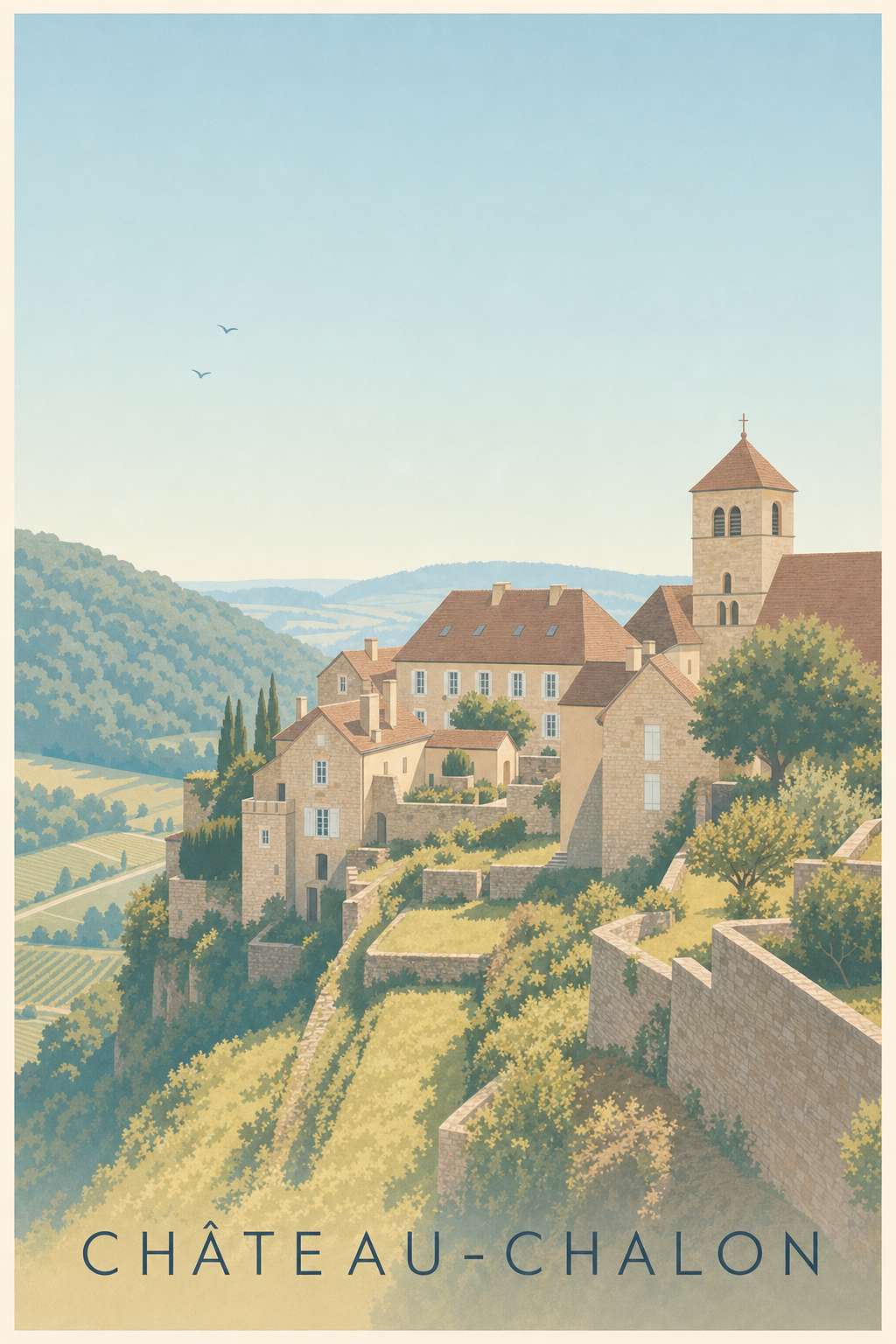 Affiche de Château-Chalon, poster village perché