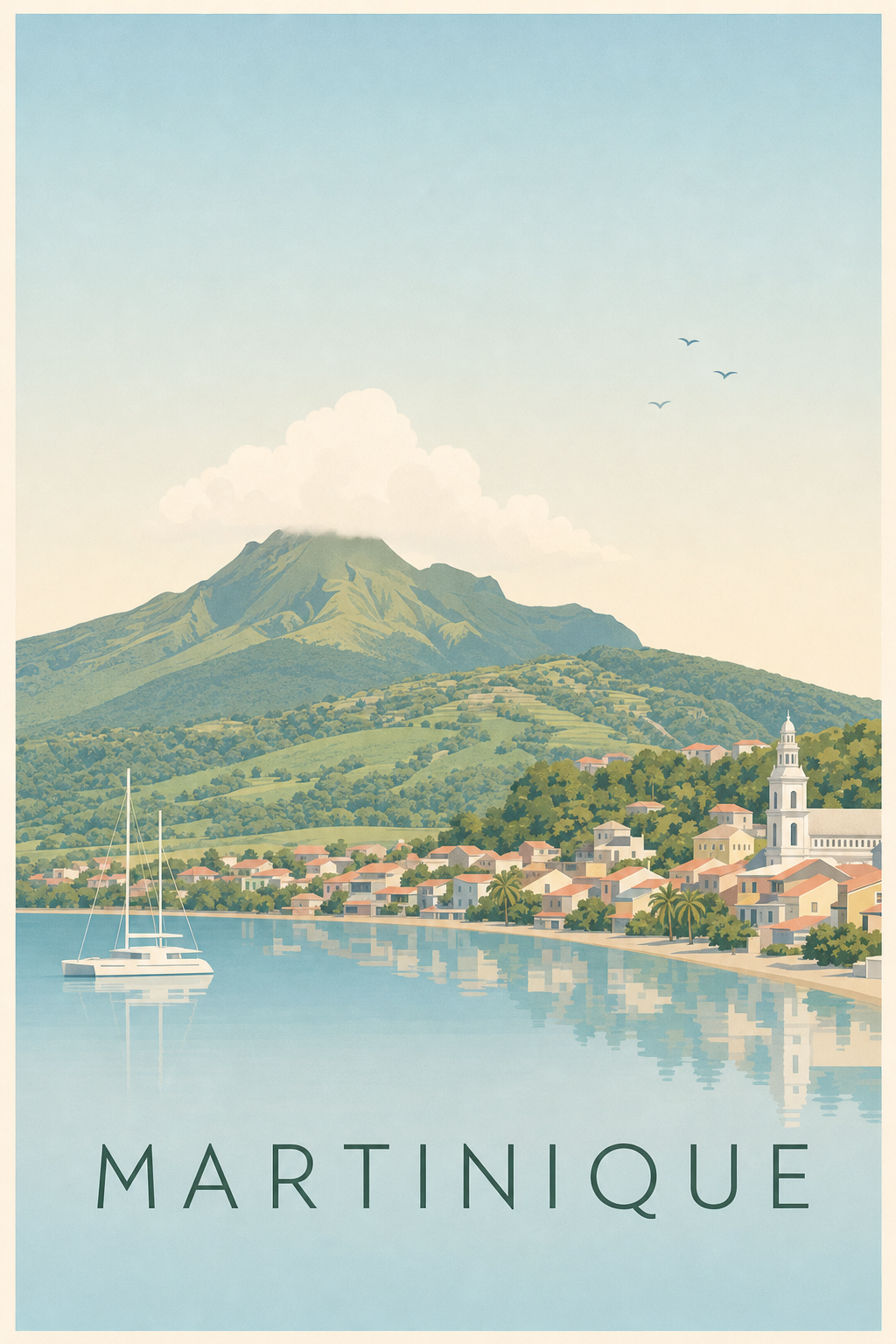 Affiche Martinique, poster Montagne Pelée