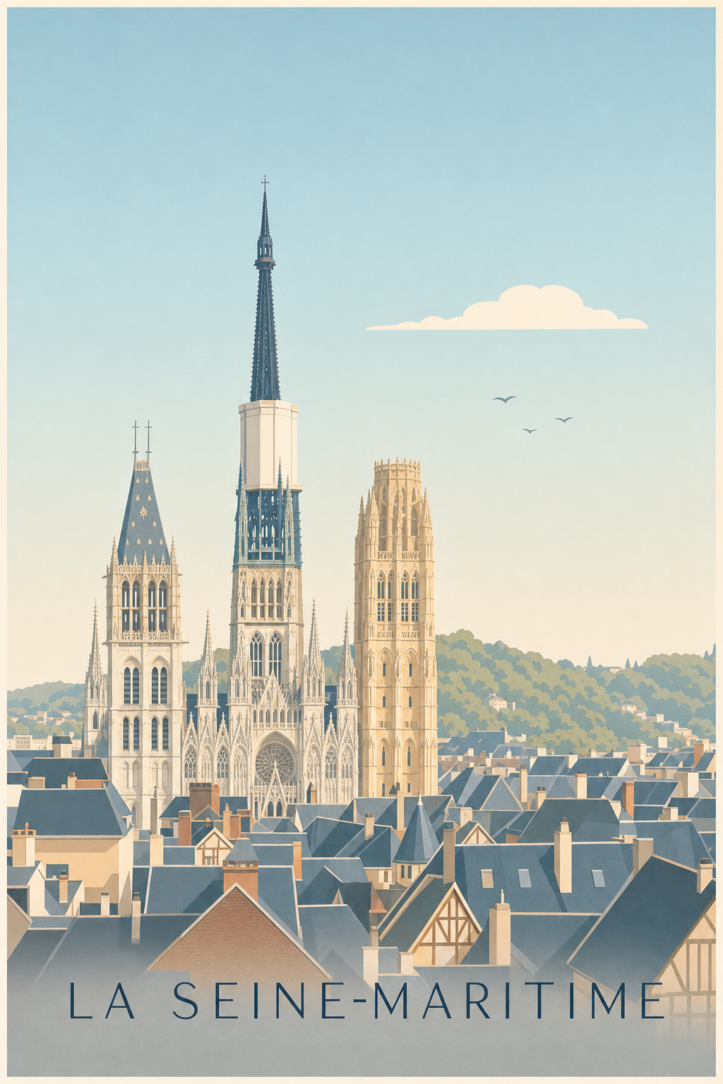 Affiche de la Seine-Maritime, poster Rouen calme