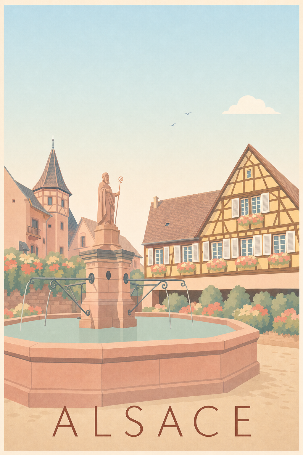 Affiche d'Alsace, poster tour médiévale