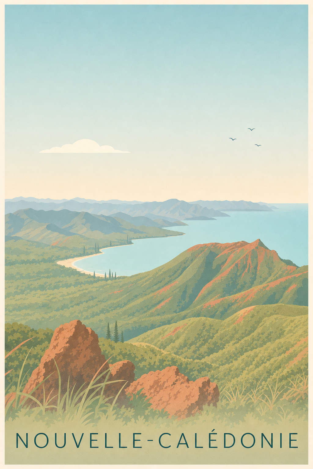 Affiche de Nouvelle-Calédonie, poster bord de mer