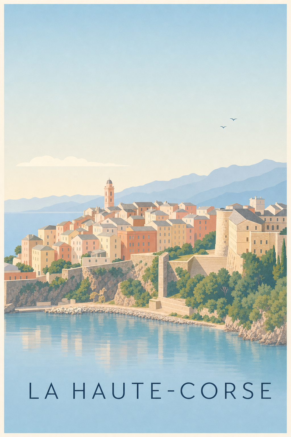 Affiche de la Haute-Corse, poster village calme