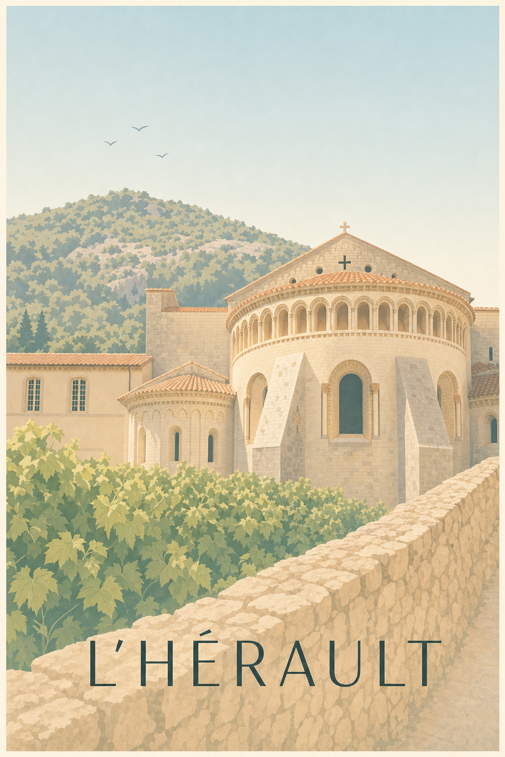 Affiche de l'Hérault, poster Saint-Guilhem-le-Désert