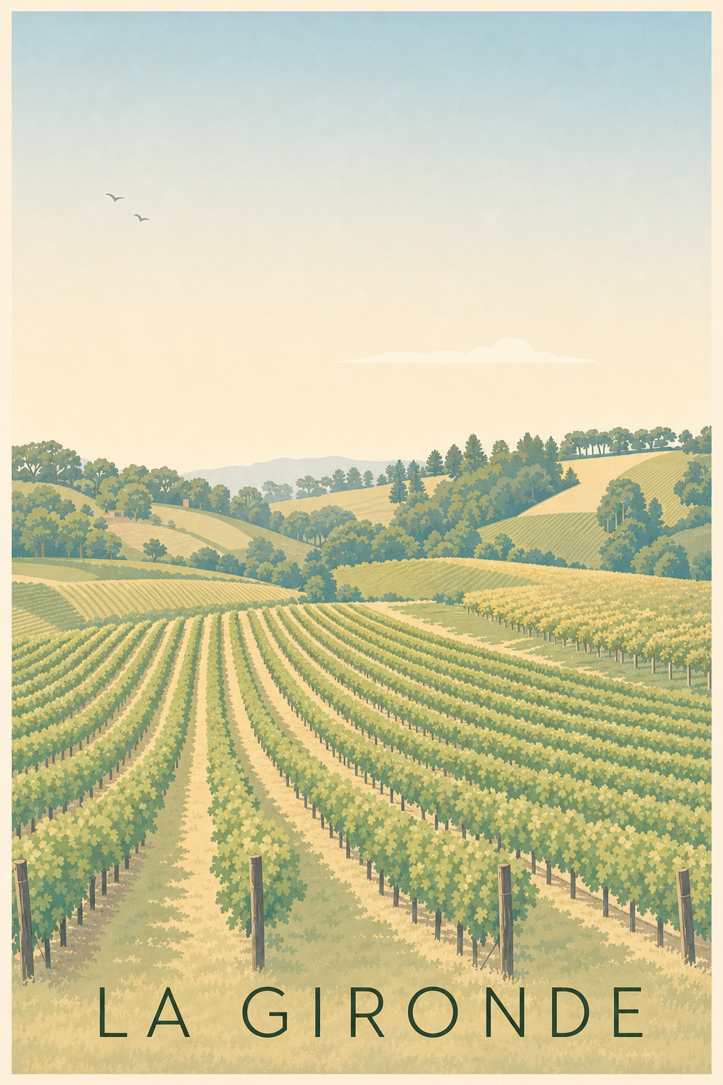 Affiche de la Gironde, poster village médiéval
