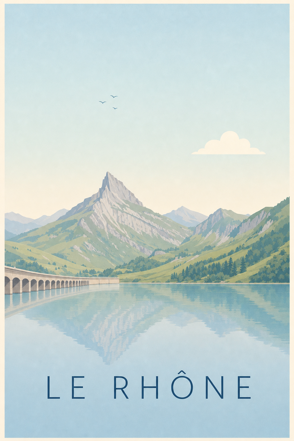 Affiche du Rhône, poster rives calmes