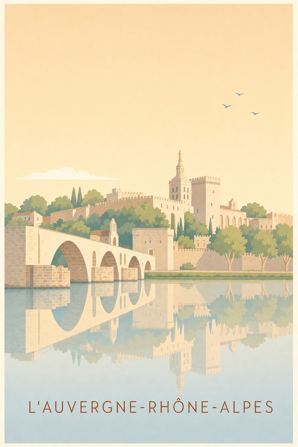 Affiche d'Avignon, Pont Saint-Bénézet et Palais