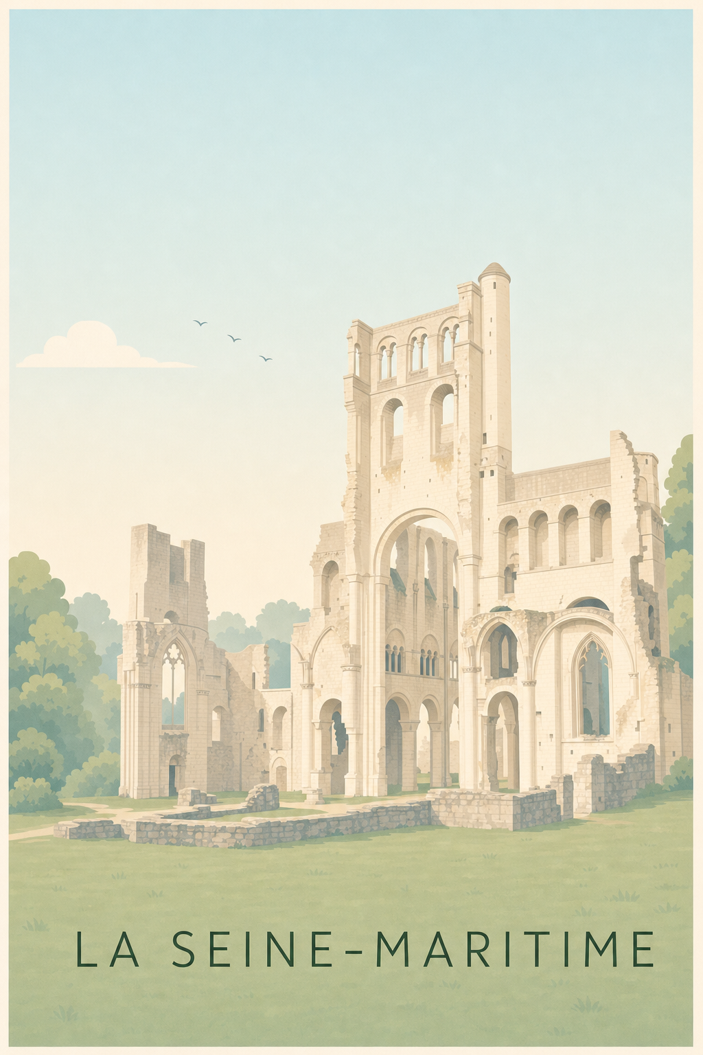 Affiche de la Seine-Maritime, poster abbaye de Jumièges