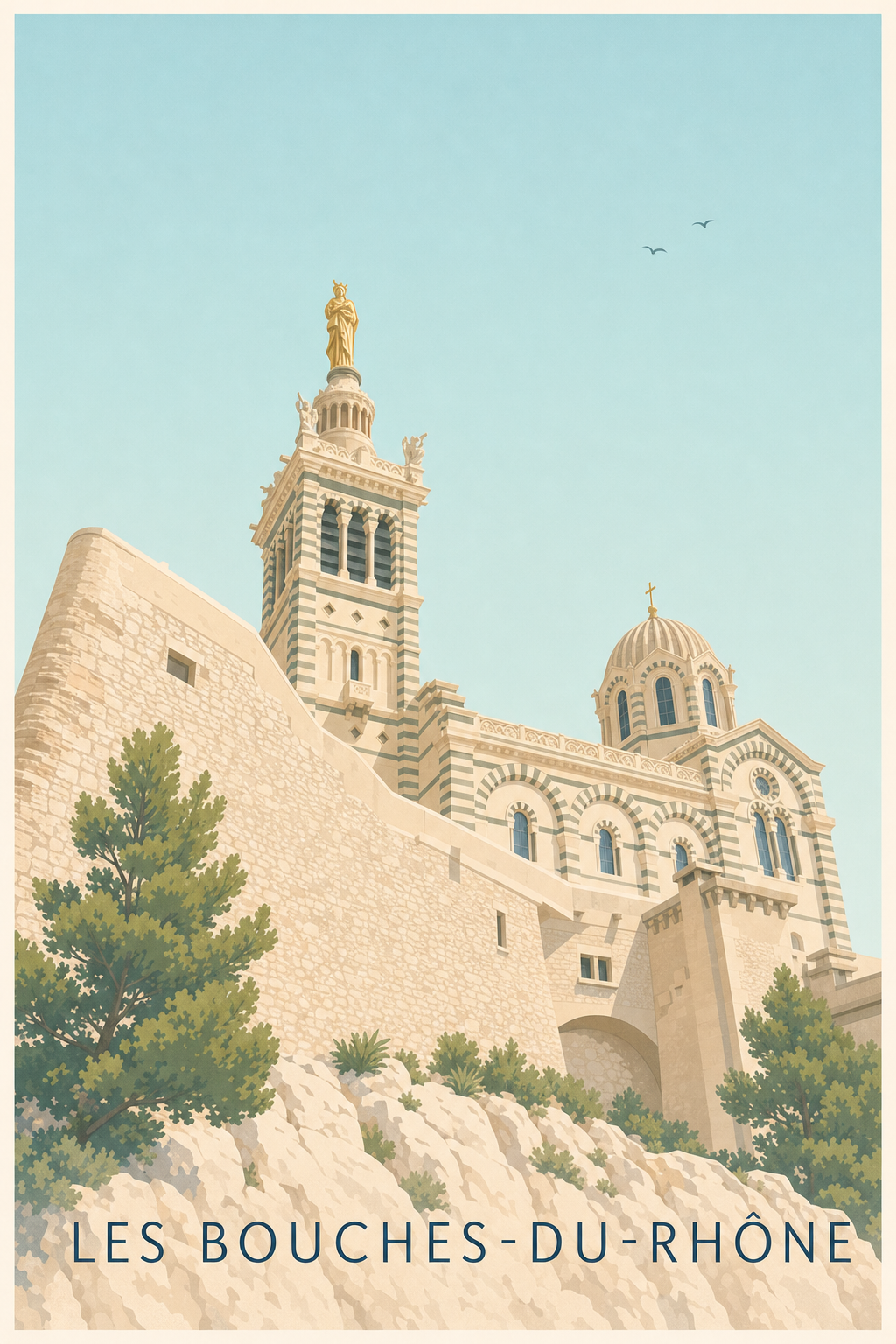 Affiche des Bouches-du-Rhône, poster Notre-Dame de la Garde