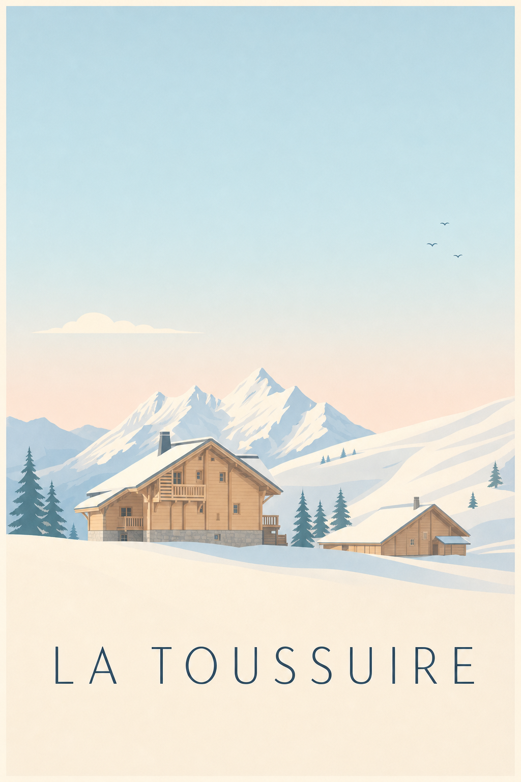 Affiche de La Toussuire, poster chalet de montagne