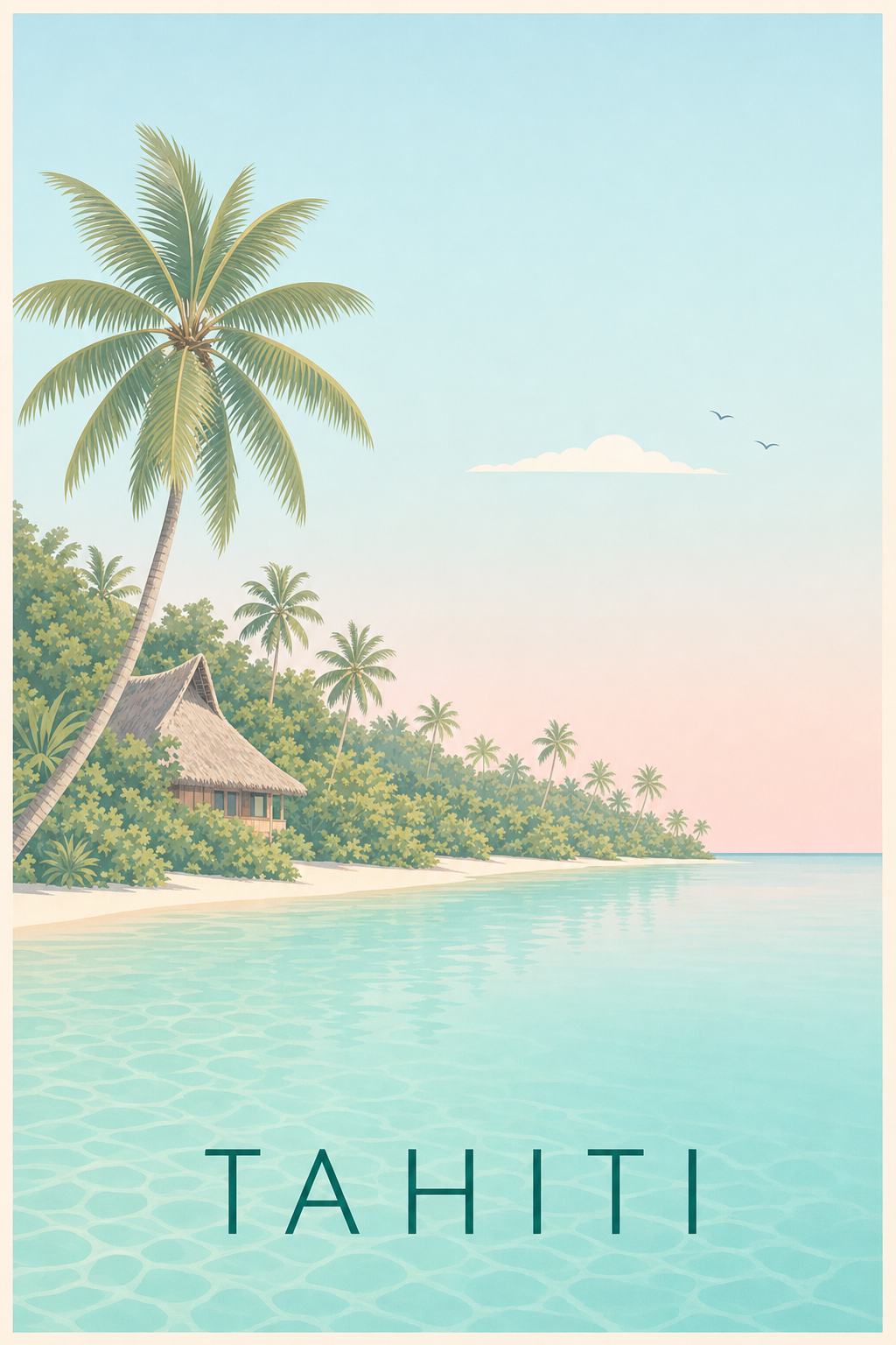 Affiche de Tahiti, poster paysage de montagne