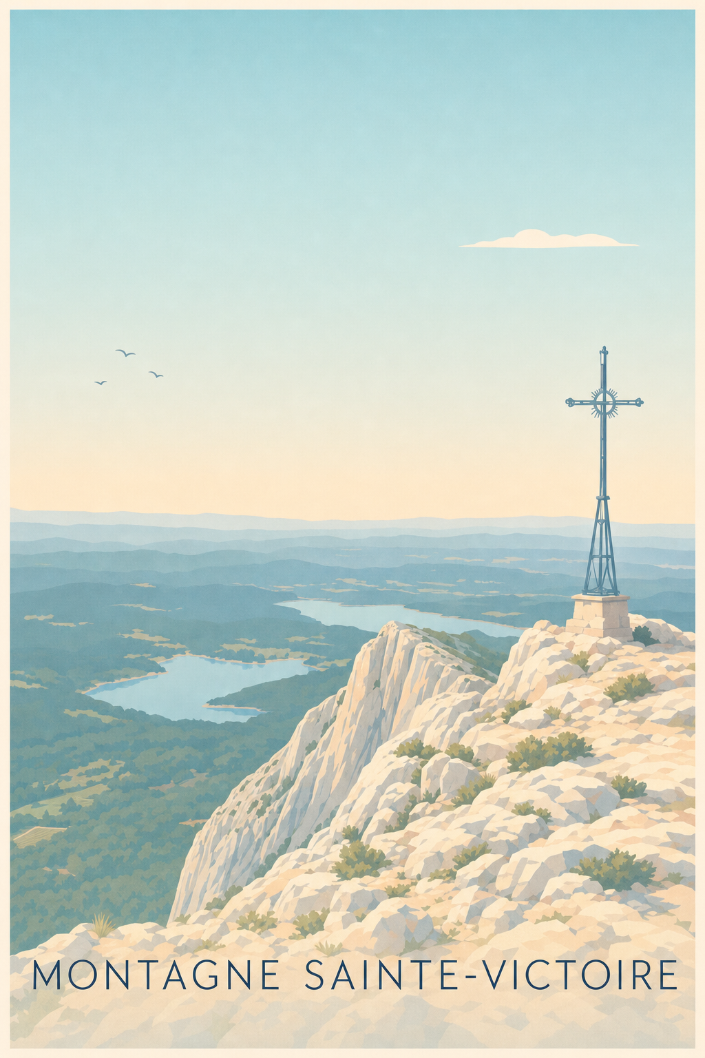 Affiche Montagne Sainte-Victoire, Croix de Provence