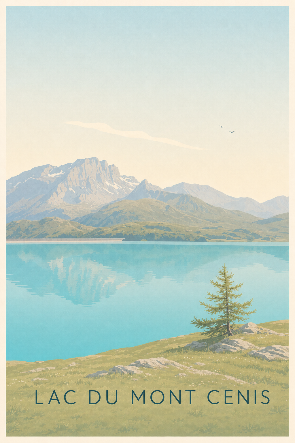 Affiche du lac du Mont Cenis, poster montagne