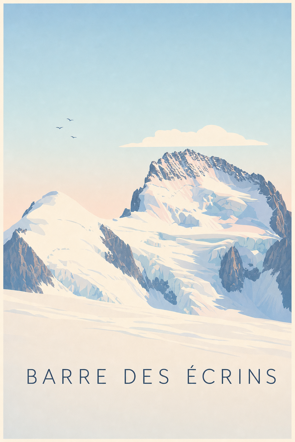 Affiche de la Barre des Écrins, poster sommets enneigés