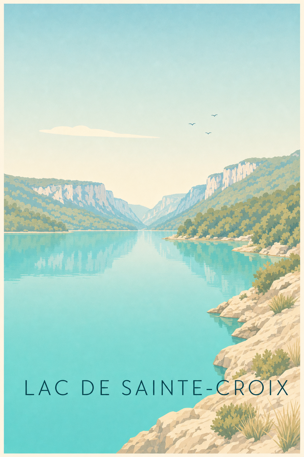 Affiche du Lac de Sainte-Croix, poster eaux turquoise