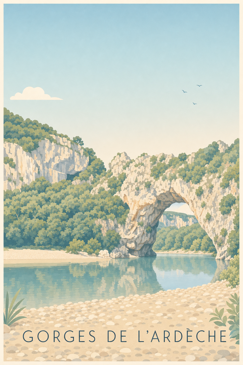 Affiche des Gorges de l'Ardèche, poster Pont d'Arc