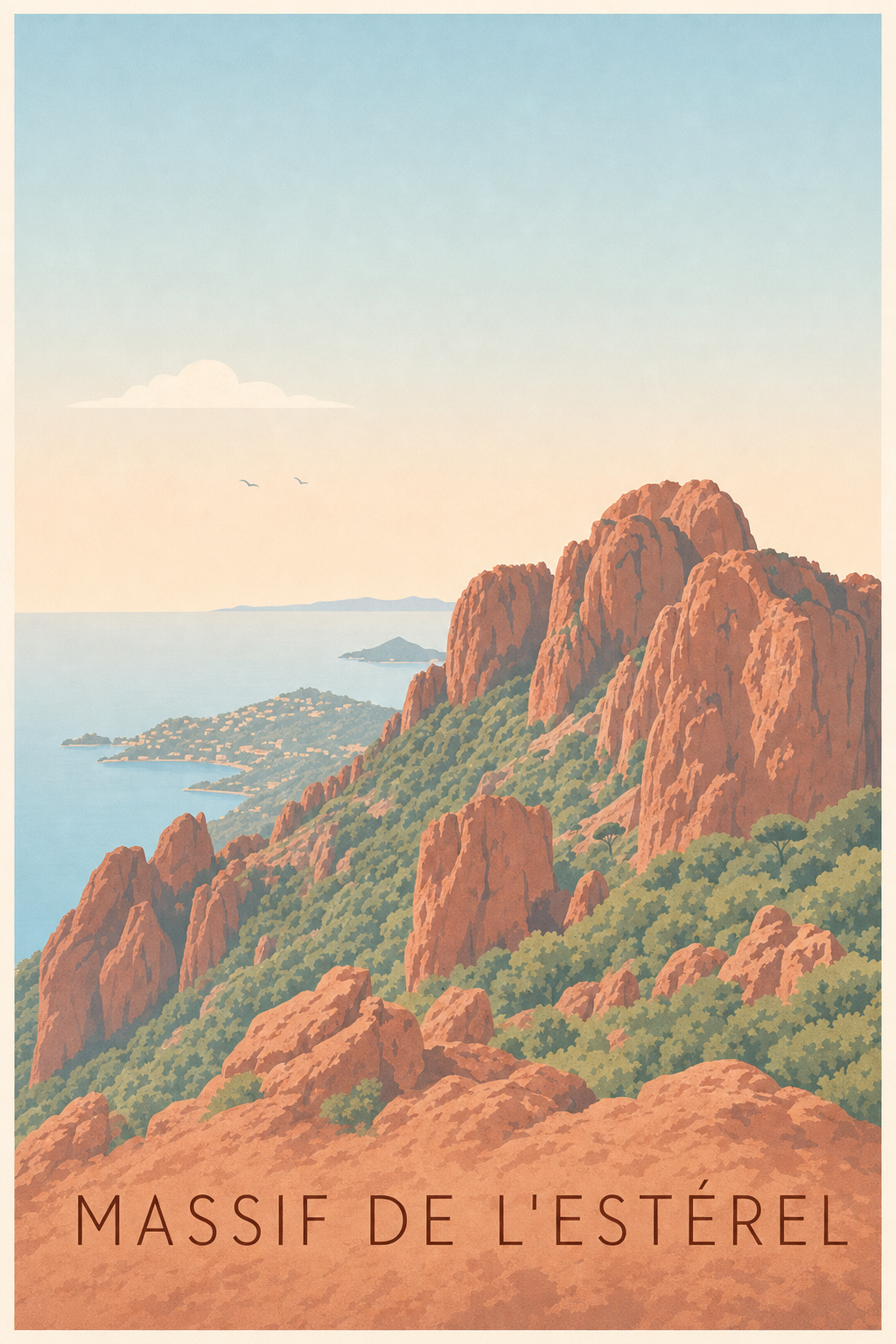 Affiche de l'Estérel, poster massif Côte d'Azur