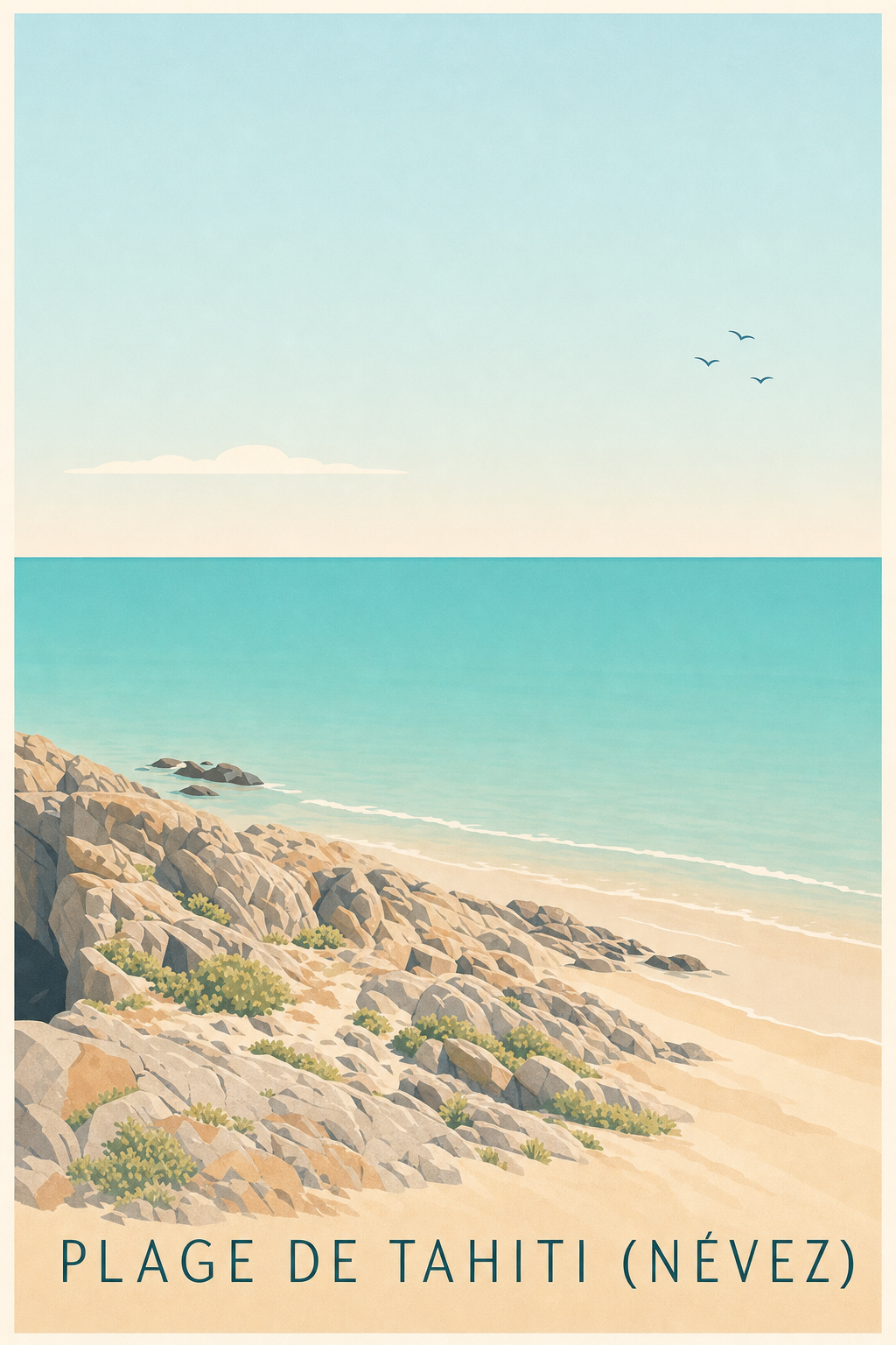Affiche de la Plage de Tahiti, poster Névez