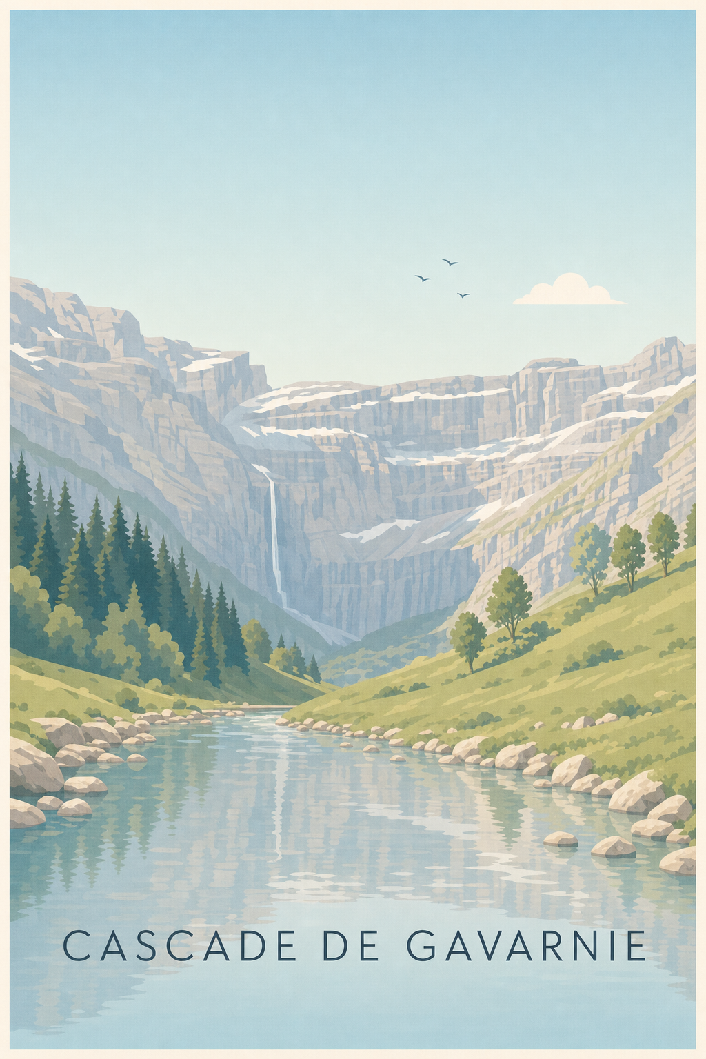 Affiche de la Cascade de Gavarnie, poster montagne