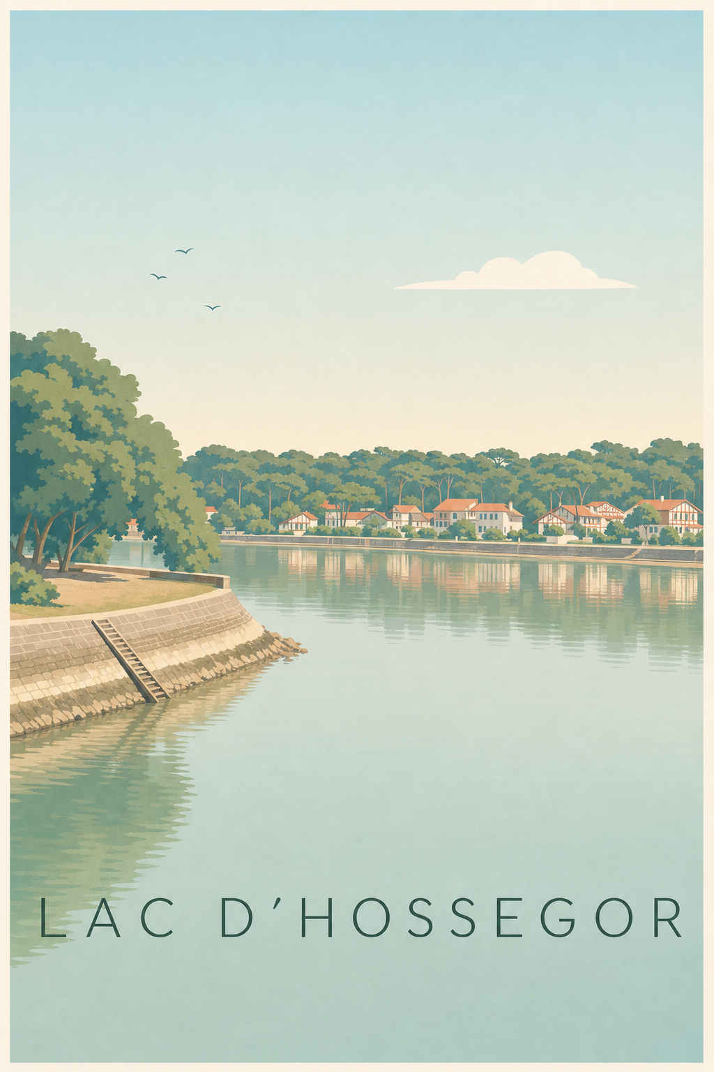 Affiche du lac d'Hossegor, poster Landes