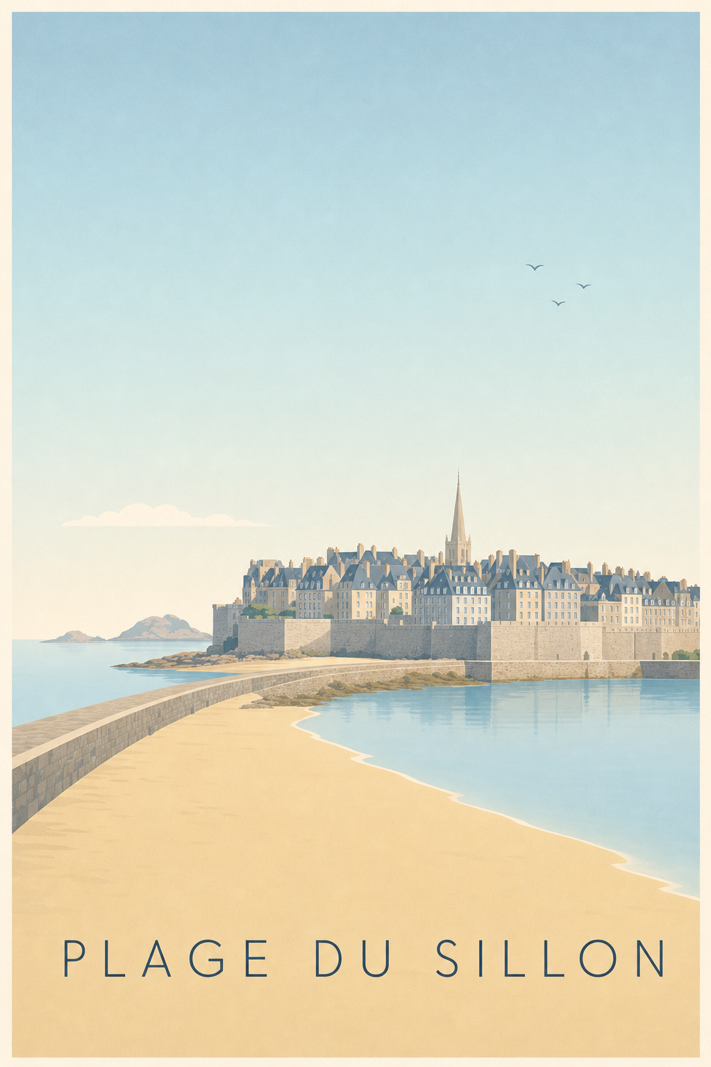 Affiche Plage du Sillon, poster calme de Bretagne