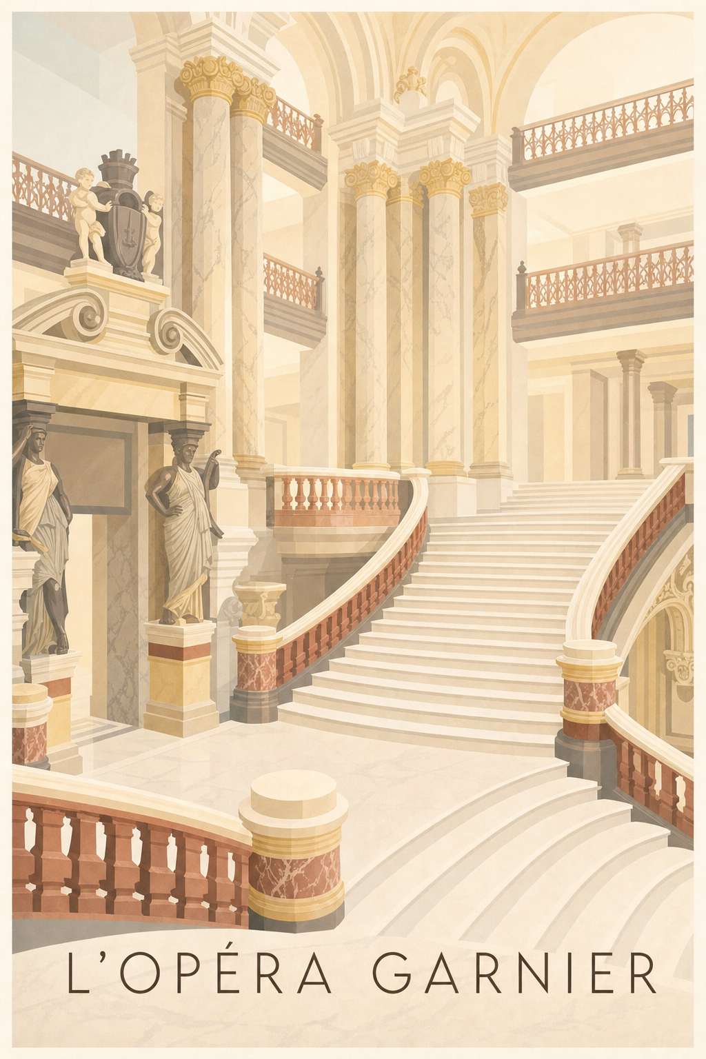 Affiche de l'Opéra Garnier, poster marbre et statues