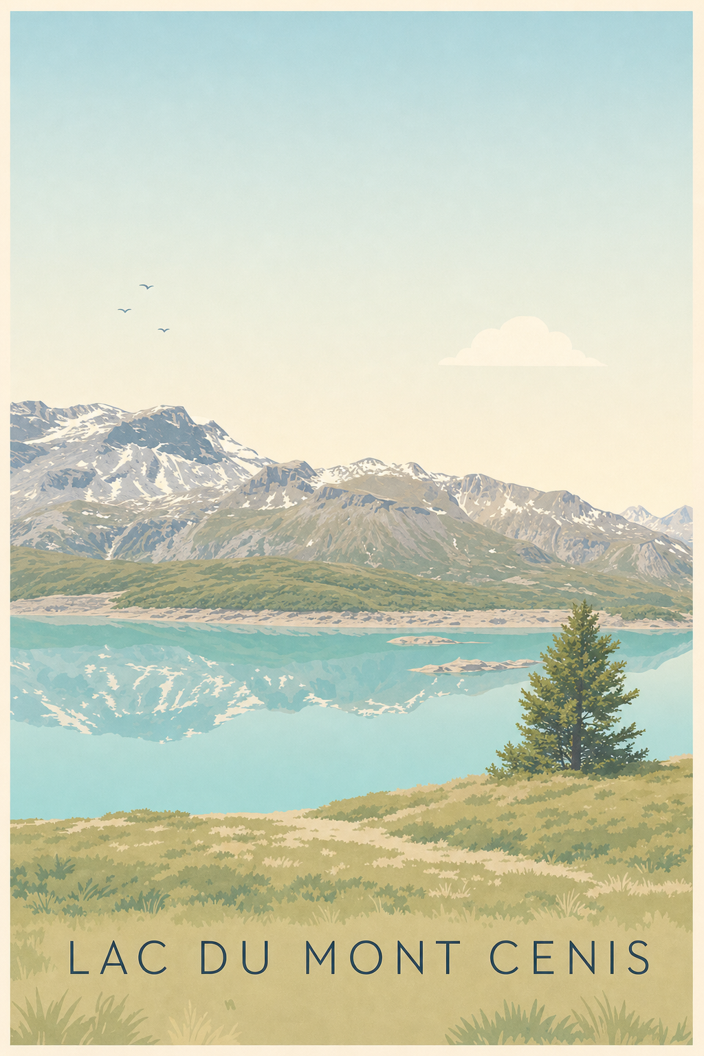 Affiche du lac du Mont Cenis, poster montagne