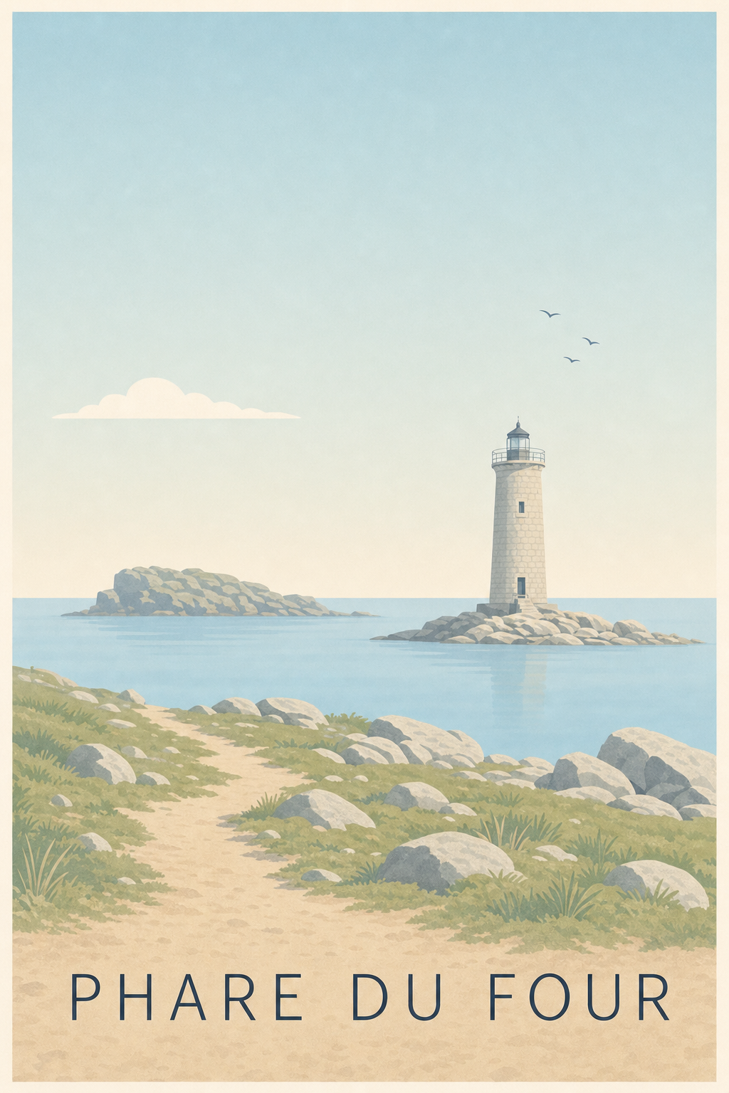 Affiche du Phare du Four, poster côte bretonne