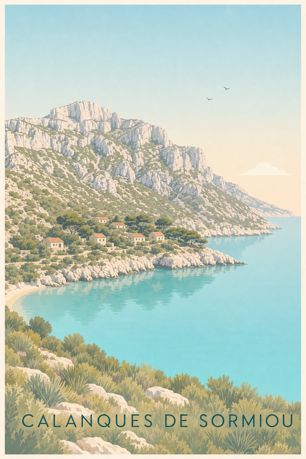Affiche des Calanques de Sormiou, poster illustré