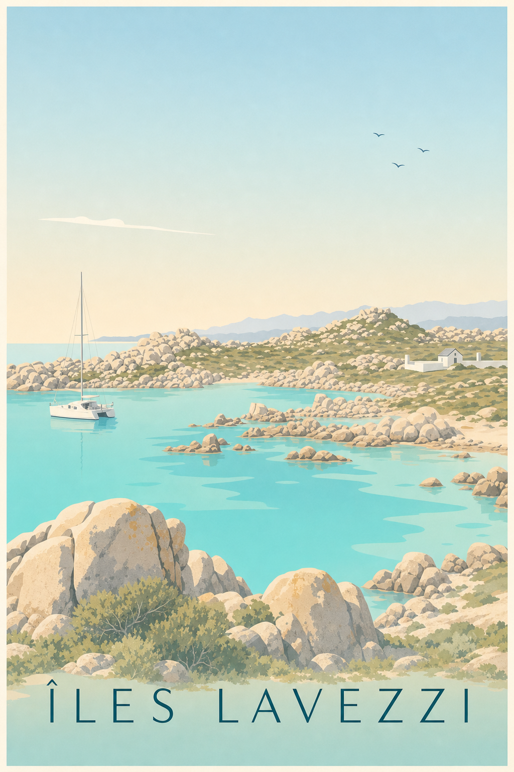 Affiche des îles Lavezzi, poster crique Corse