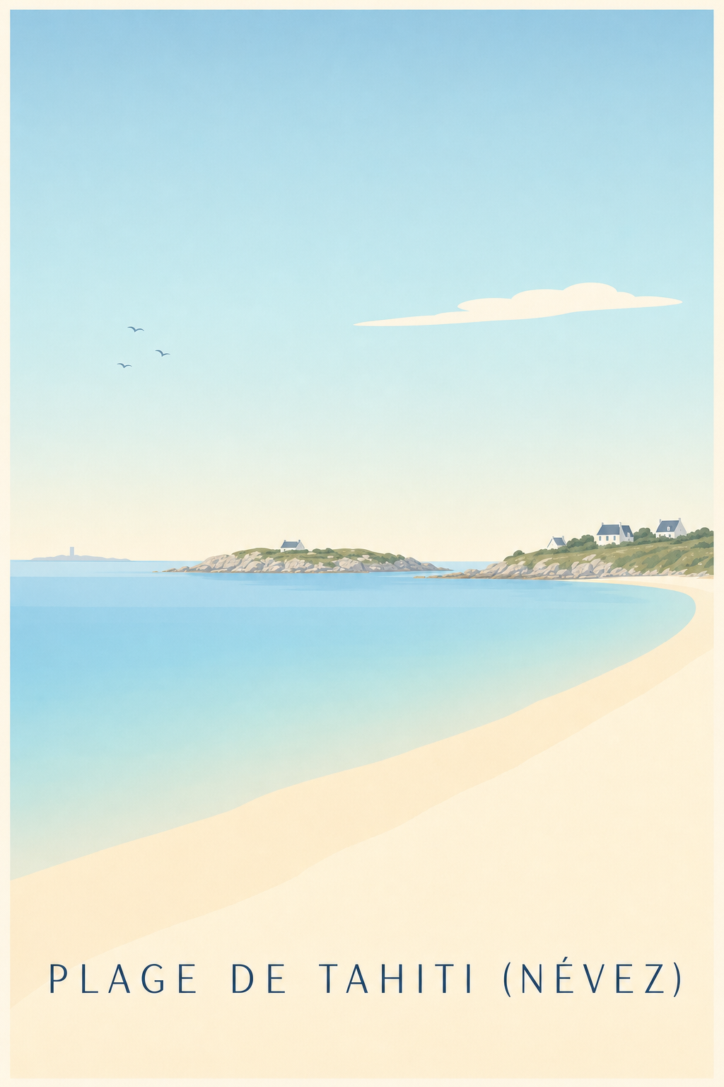 Affiche Plage de Tahiti à Névez, poster breton